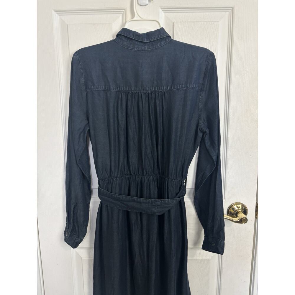 Side Stitch Chambray Dark Wash Belted Shirt Dress Small Coastal Cowgirl Rodeo - Picture 4 of 9